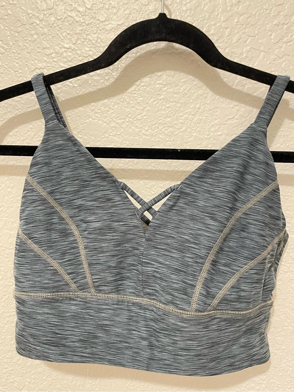 Prana Heathered Gray Sports Bralette with Crisscross Detail
